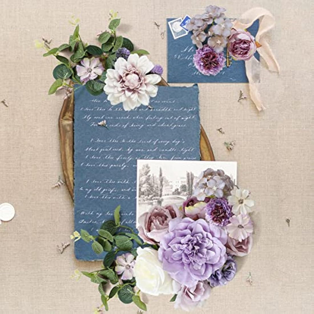 Purple Silk Artificial Flowers | DIY Wedding Bouquet Set