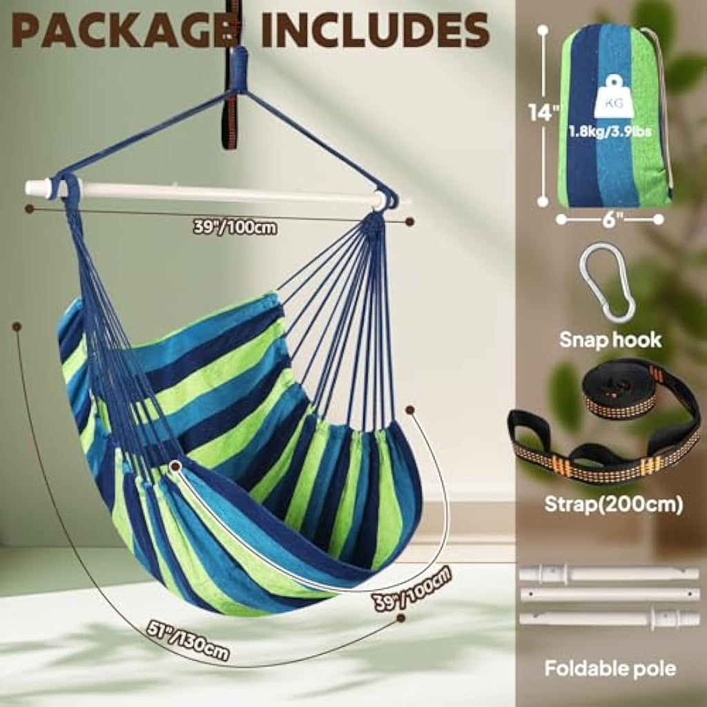 Hammock Chair – Portable Hanging Swing with Spreader Bar