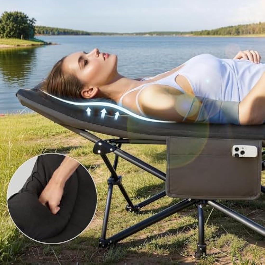 Overmont 28" Extra Wide Folding Camping Cot – Padded Heavy Duty Bed