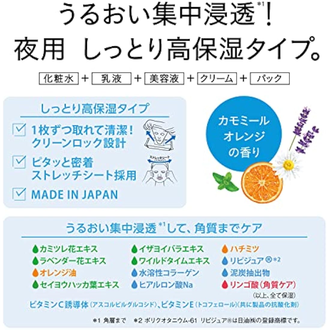 Saborino Tiredness Night Sheet Mask - Japanese Skincare - 28 Pieces