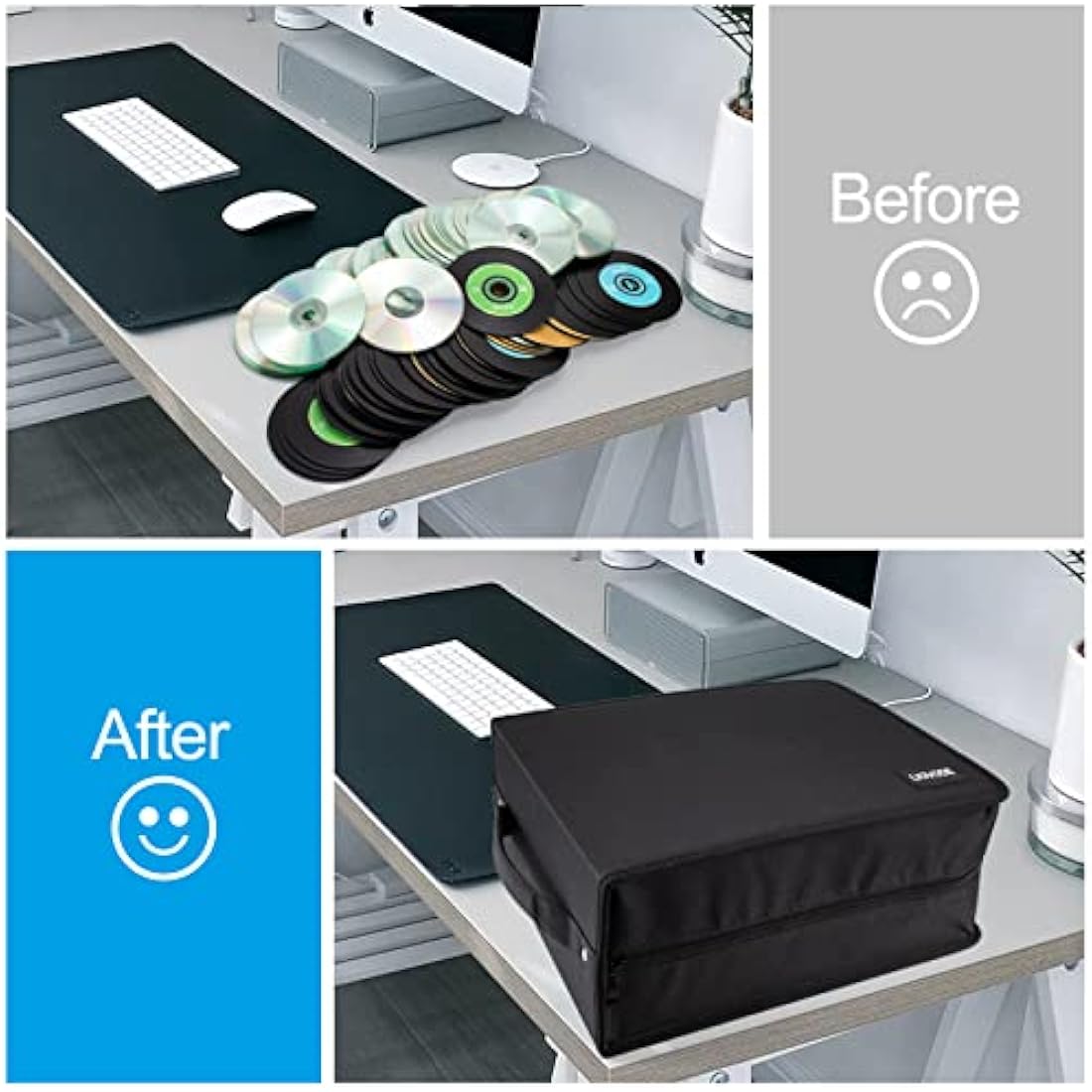 LIOVODE DVD Case | 200 CD Storage Wallet with 100 Booklet Slots – Black