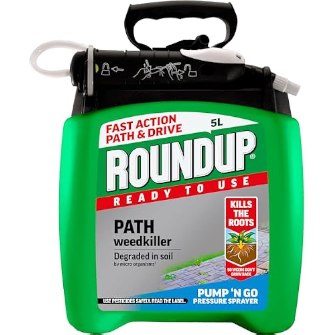 Roundup Path Weedkiller | 5L Pump 'N Go Ready to Use Systemic Herbicide