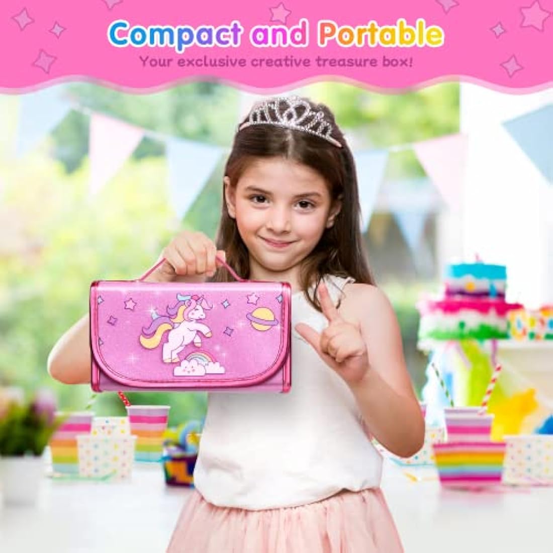 Hot Bee Unicorn Pencil Case Art Set | 48-Piece Kids Drawing & Stationery Kit