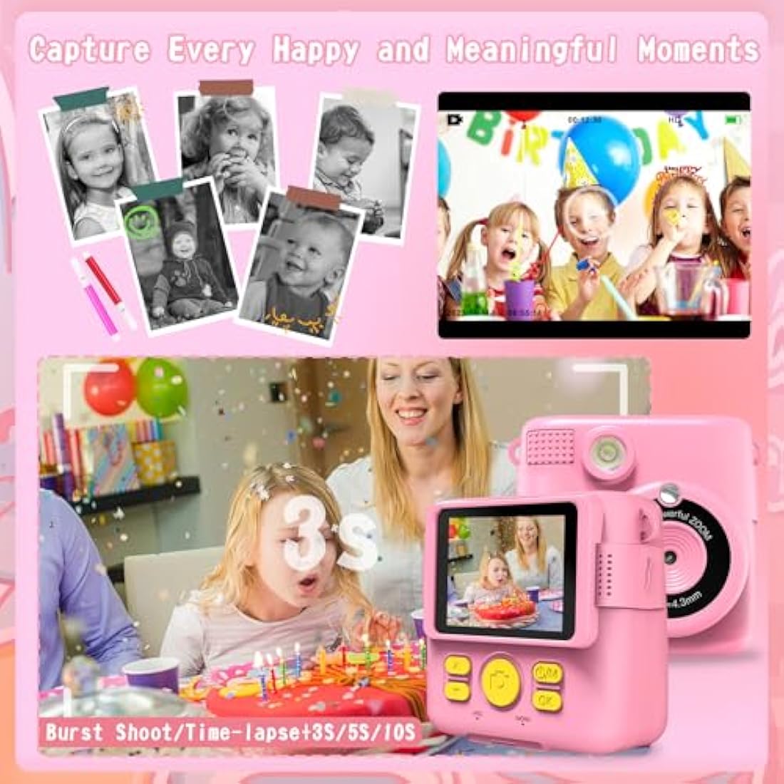 Jolof Store Kids Instant Print Camera | 1080P HD Digital Toy with 32GB SD Card