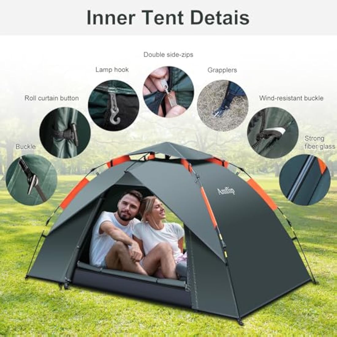 Amflip 1-Person Pop Up Camping Tent – Waterproof 4-Season Dome Tent