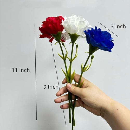 10-Stem Artificial Silk Carnations - 11" UV Resistant Red