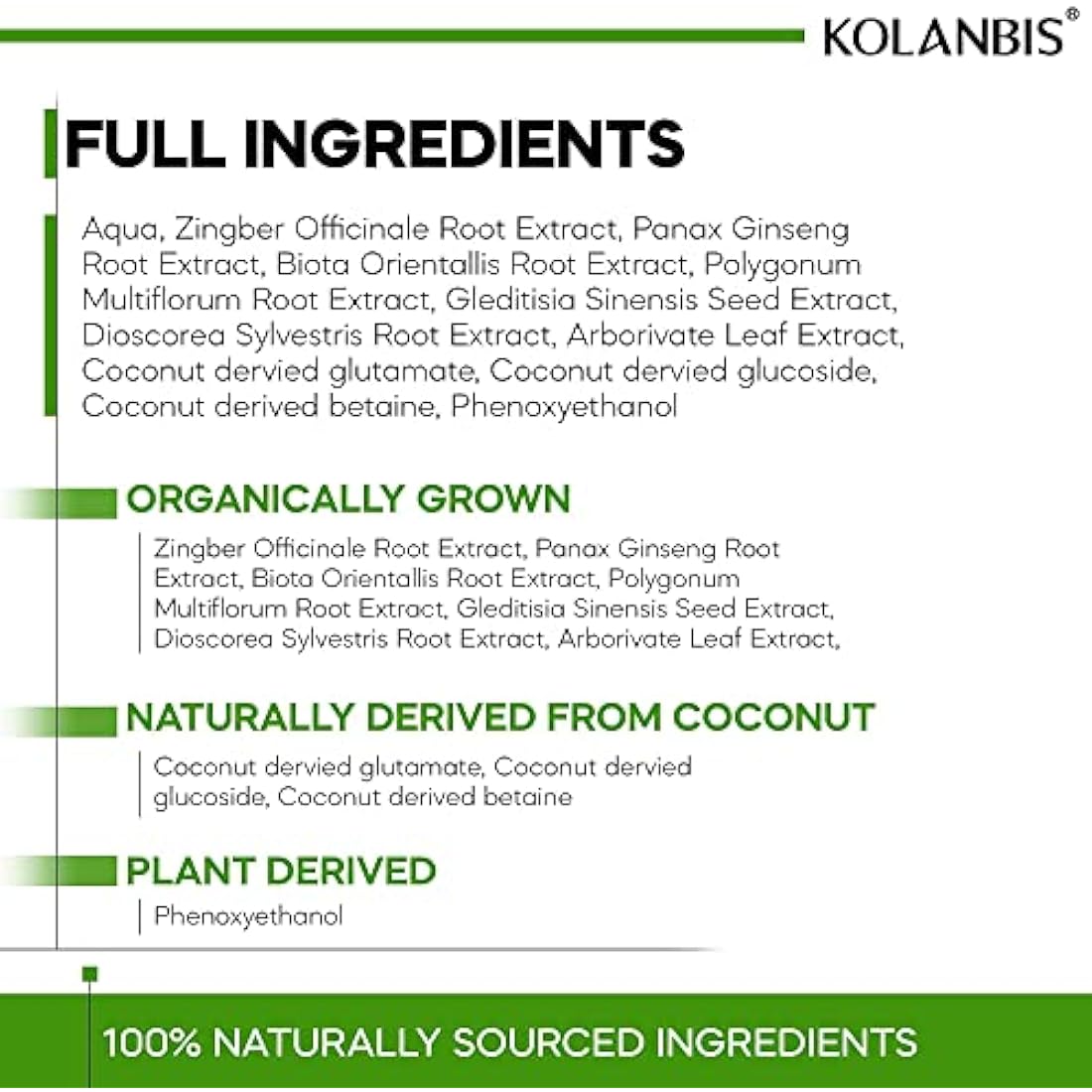 Kolanbis Natural Hair Growth Shampoo | Organic DHT Blocker for Hair Loss