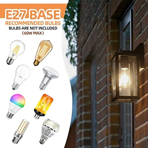 BRIMMEL Outdoor Wall Lights – Matte Black Aluminum Porch Lantern, 2-Pack