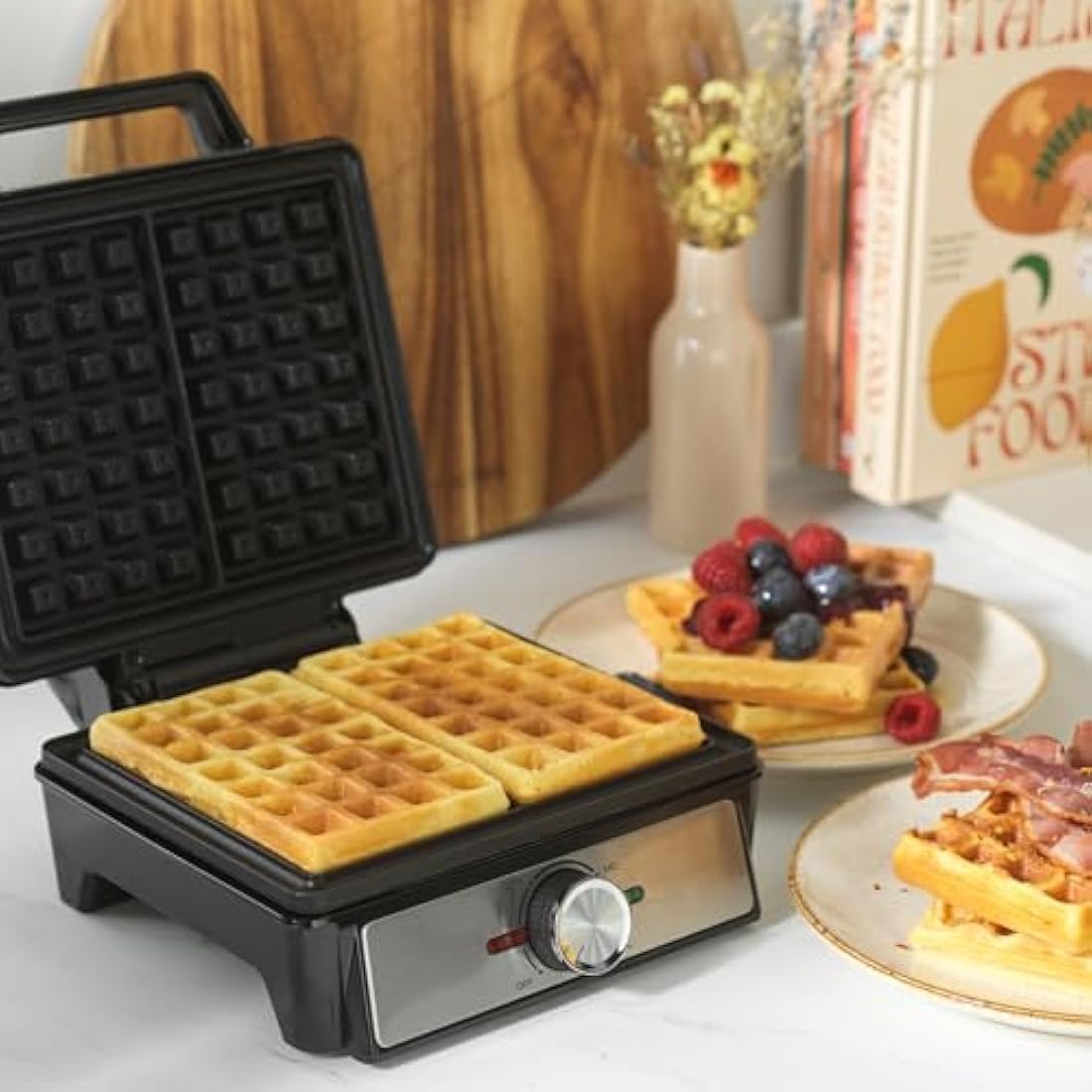 Salter 1600W Deep Fill Waffle Maker – Non-Stick Belgian & American Style