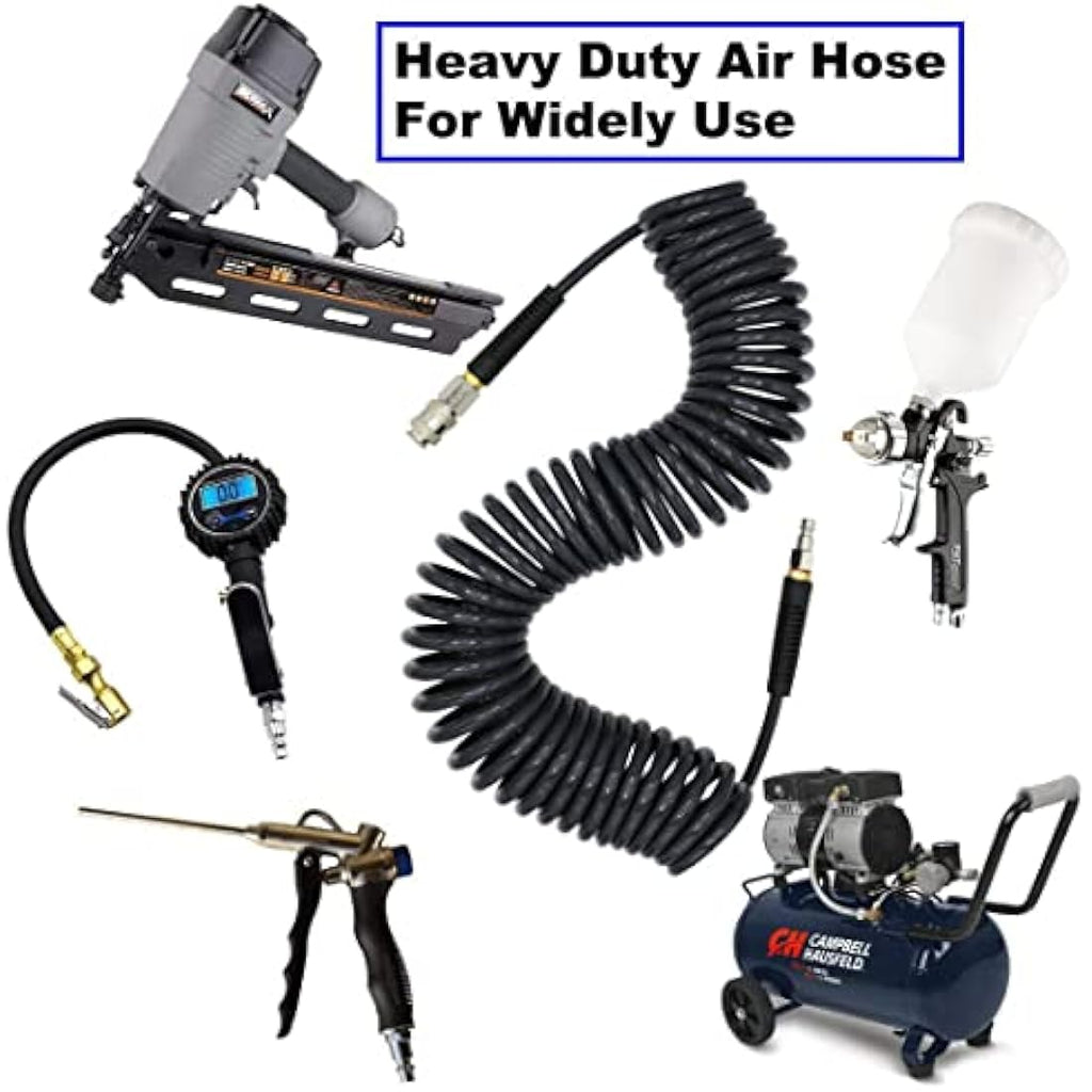 YOTOO Polyurethane Recoil Air Compressor Hose | 15m Gray with 1/4" Coupler