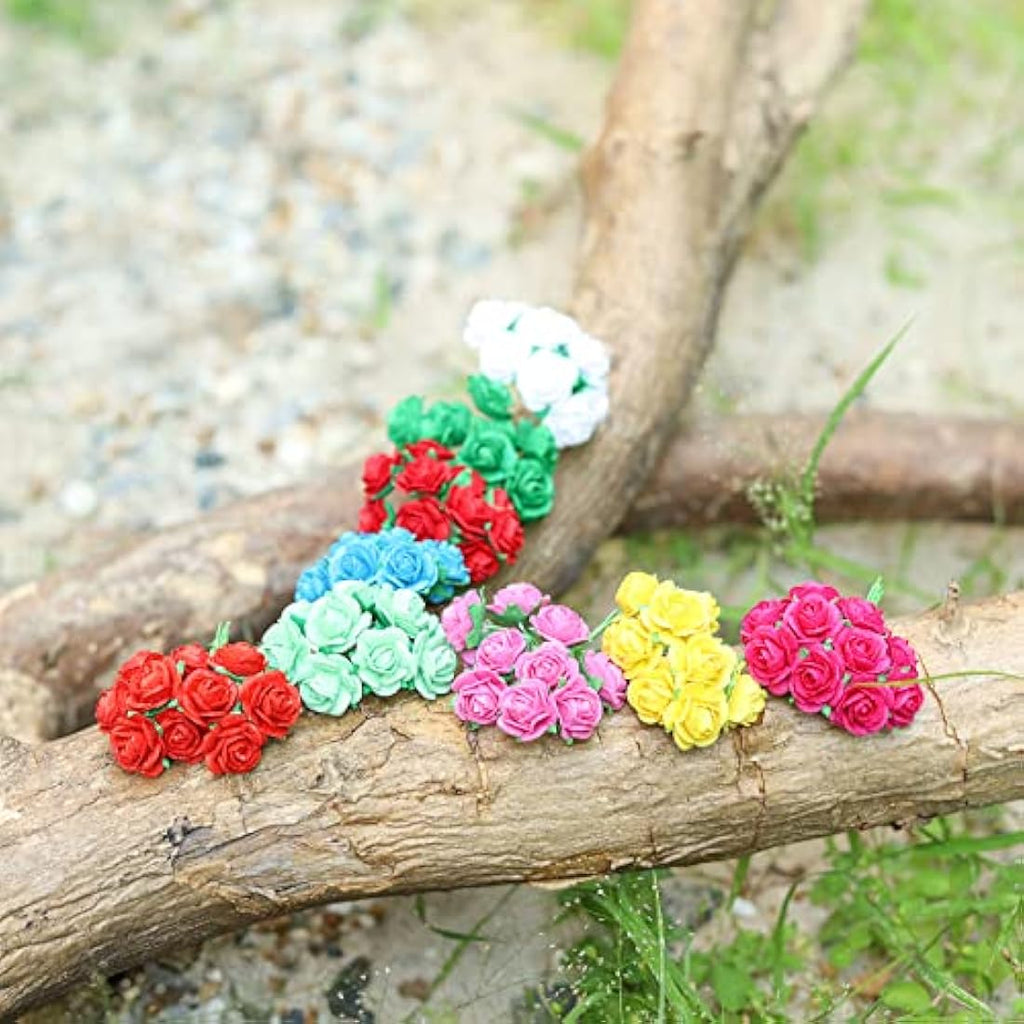 100 Pcs Mulberry Paper Mini Roses for DIY Crafts – 10 Colors