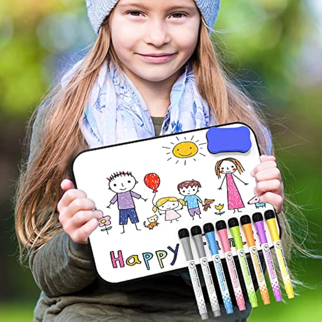 Nicpro Magnetic Dry Erase Whiteboard A3 | Double Sided Board with 8 Pens