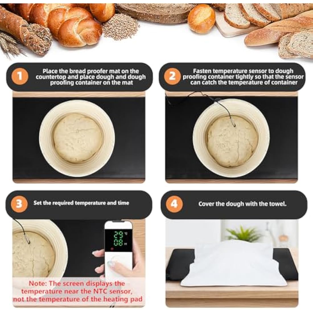 Bourske Bread Proofer Warming Mat | Adjustable Temperature Dough Warmer
