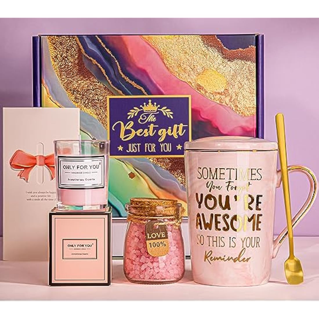 Spa Gift Set – Pink Marble Mug and Self Care Relaxation Hamper