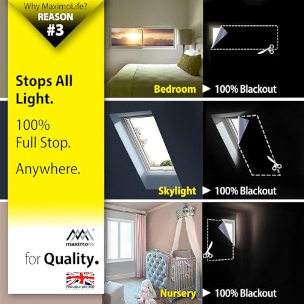 MaximoLife 100% Blackout Blind – Cut-to-Size Portable Window Curtain
