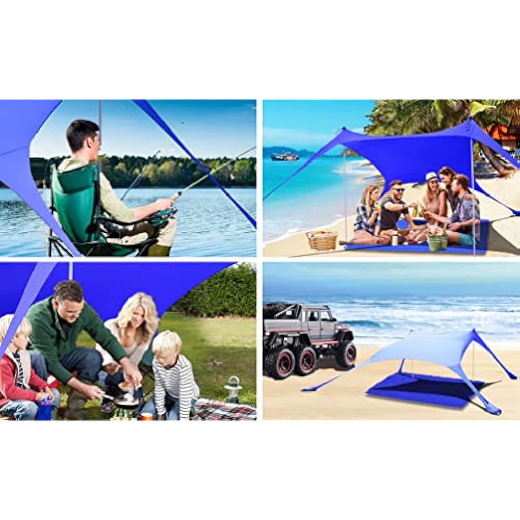 CUUPO 7x7ft Beach Tent Sun Shelter – UPF 50+ Lycra Canopy with Blanket