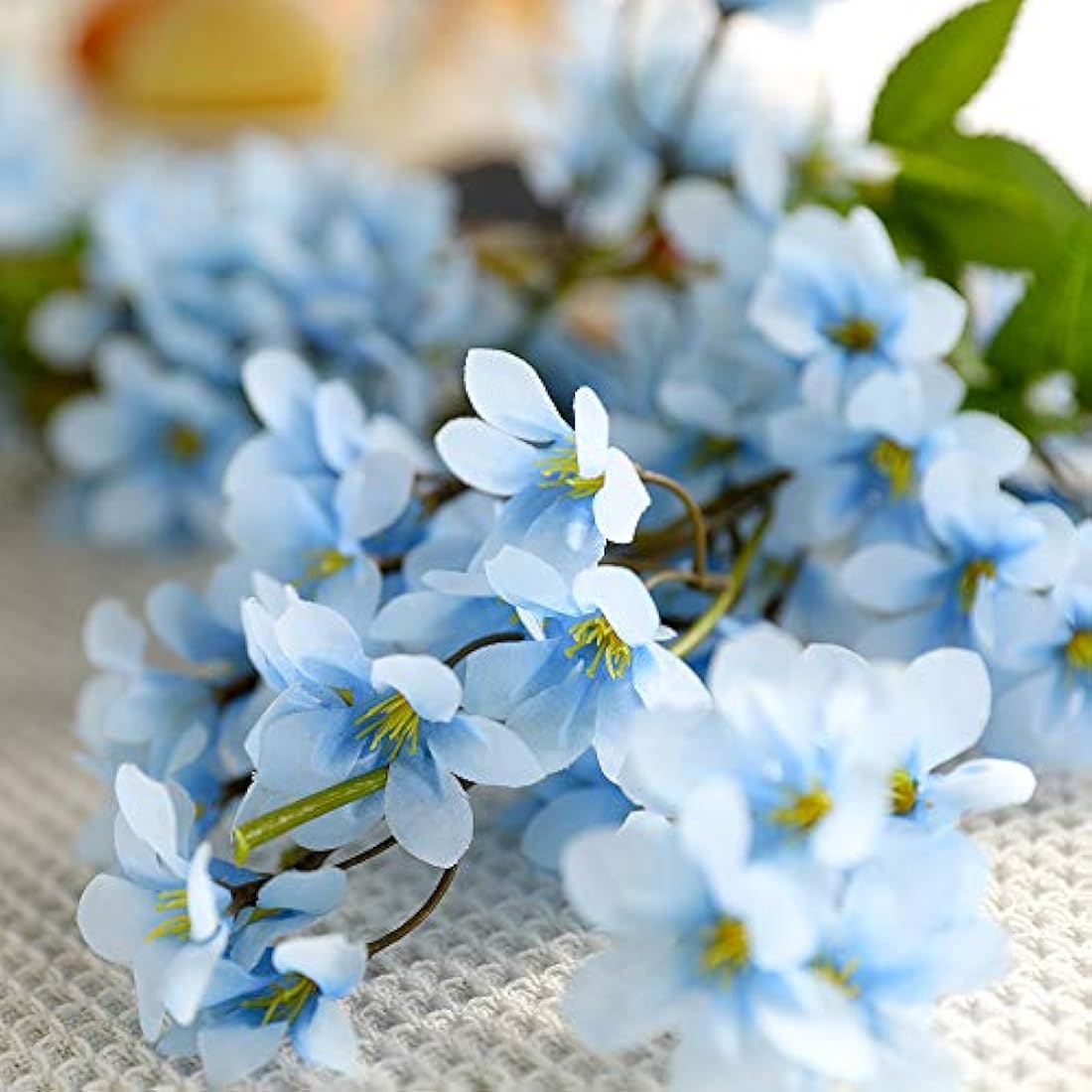 Artificial Cherry Blossom Silk Flower Vine Garland – Blue