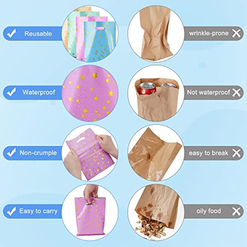 Jolof Store 60 Pcs Starry Party Favor Bags with Handles and Stickers