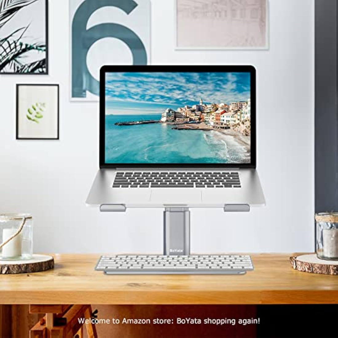 BoYata Laptop Stand – Height Adjustable Ergonomic Cooling Riser for 10-17"