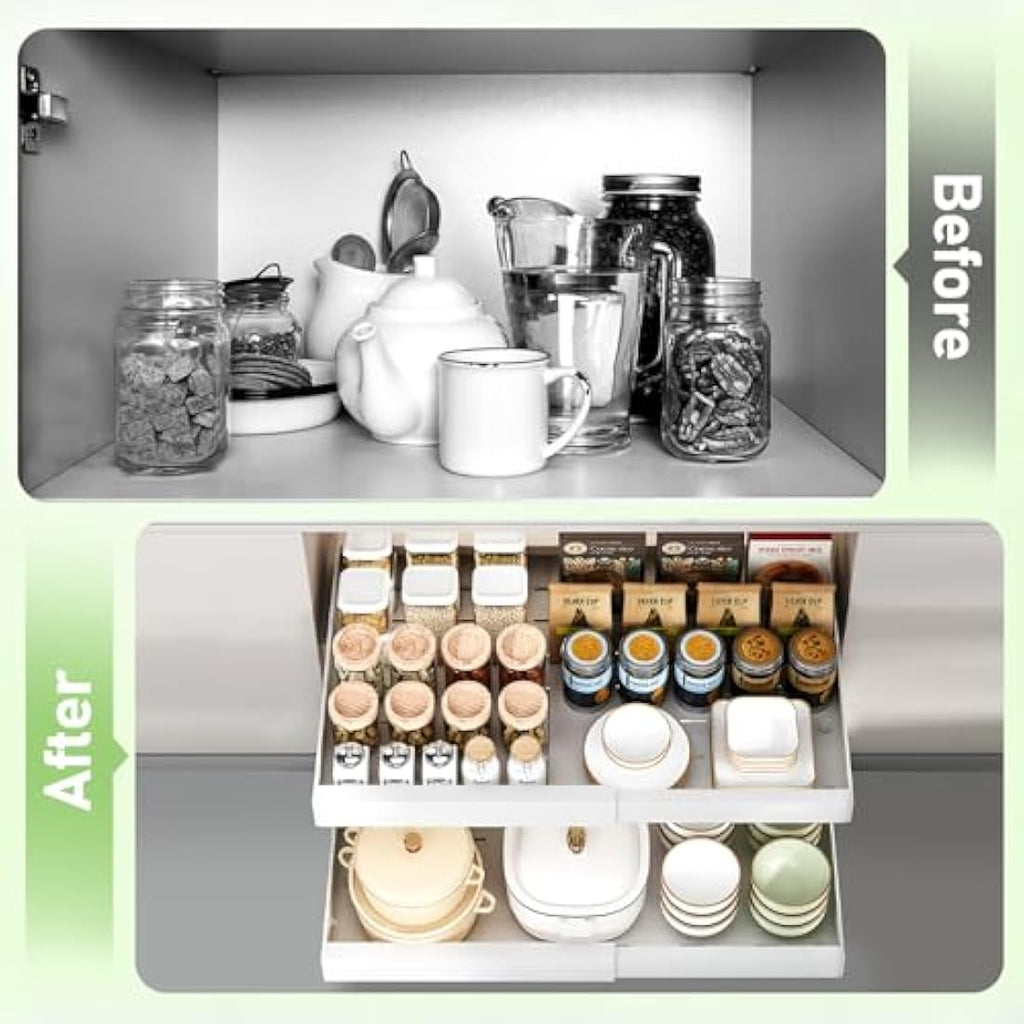 HumiLuft 2PCS Extendable Pull Out Cabinet Organiser – Carbon Steel