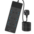 iBlockCube 6 Gang Extension Lead with 4 USB Slots & Surge Protection - 2M