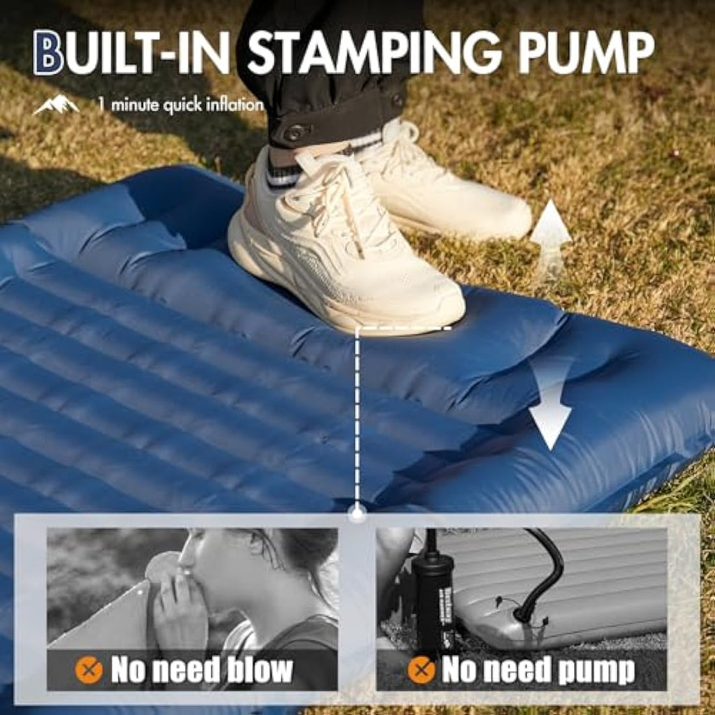 Portal Inflatable Camping Mattress - 10cm Thick Sleeping Pad with Pump
