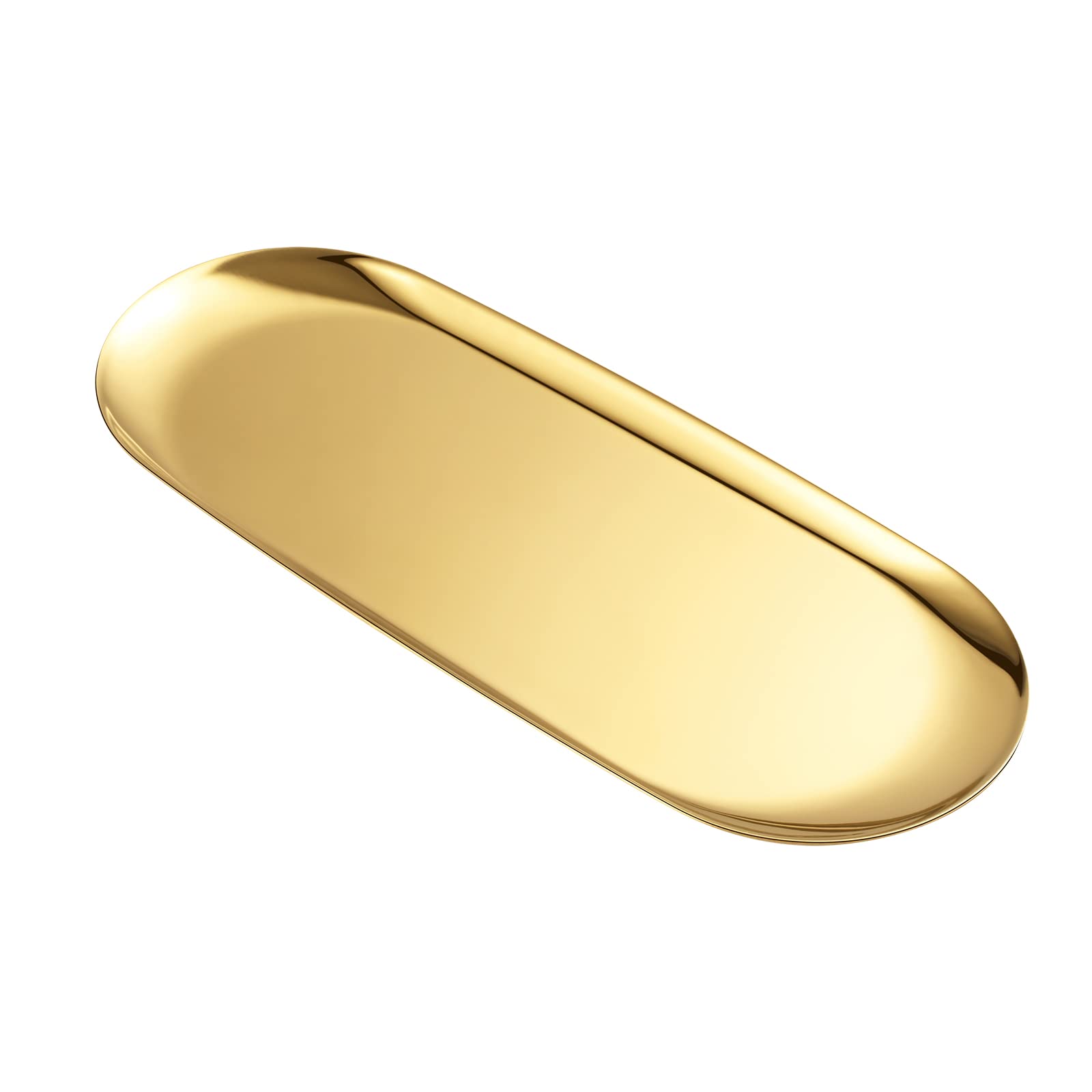 Luvtree Gold Oval Stainless Steel Tray – Mirror Polished Jewelry Organizer
