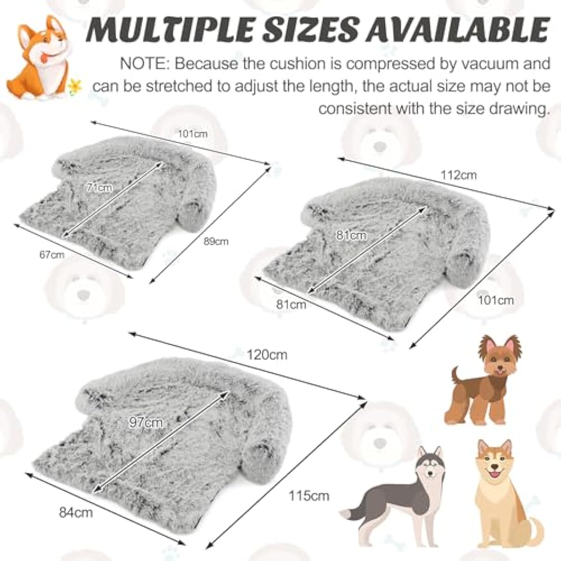 Costway Plush Dog Sofa Bed – Washable Calming Pet Couch, Grey White