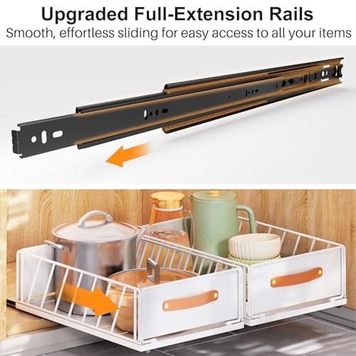Kitstorack Pull Out Cabinet Organizer | Heavy Duty No-Drill Sliding Drawer