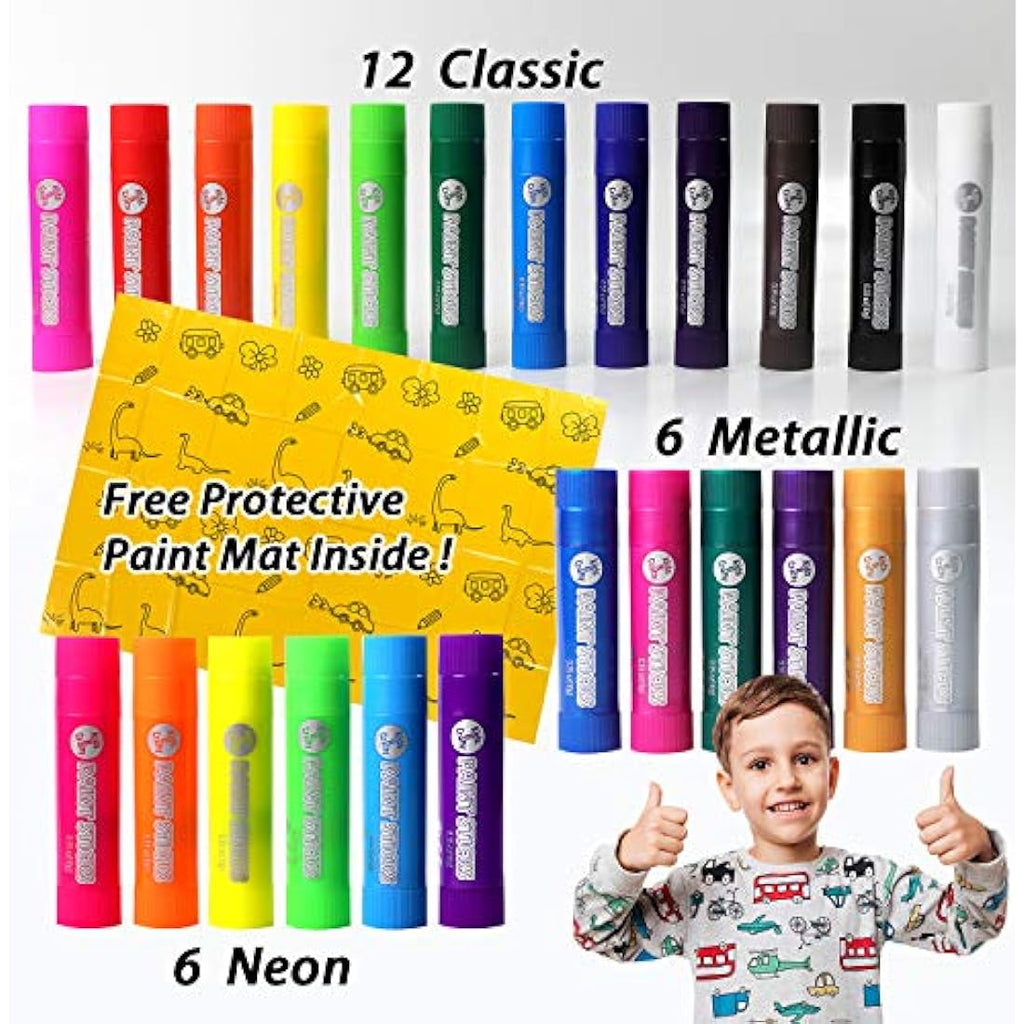 24 Washable Paint Sticks – Non-Toxic Mess-Free Art Set