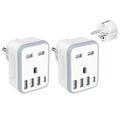 Loydia 2-Pack UK to EU Travel Adapter | 5-in-1 Schuko Plug with 4 USB