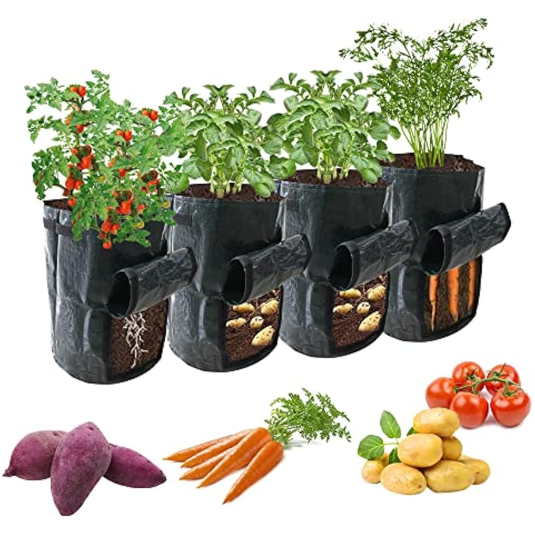 Ram 7 Gallon Potato Grow Bags - 4 Pack Green Polyethylene Planters