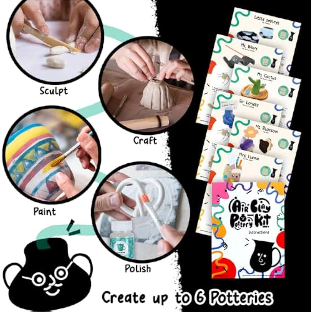 Jolof Store Air Dry Clay Pottery Kit for Beginners - 3.3lb Sculpting Set
