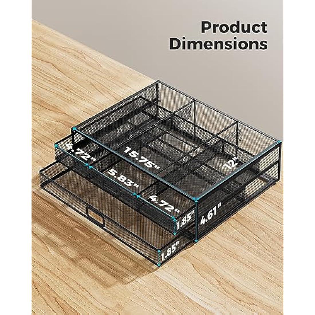 HUANUO Monitor Stand Riser with 2 Storage Drawers | Metal Mesh Desk Organizer