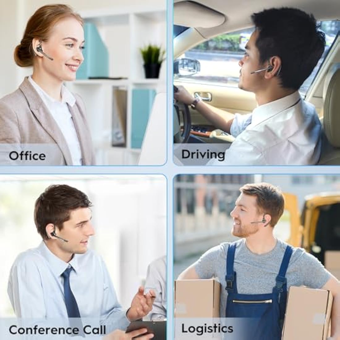New Bee Bluetooth Headset V5.2 – Dual ENC Mic Wireless Earpiece