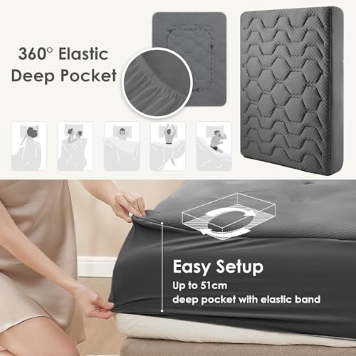 EHEYCIGA Memory Foam Mattress Topper - Cooling Gel Pad, 90x190x3cm
