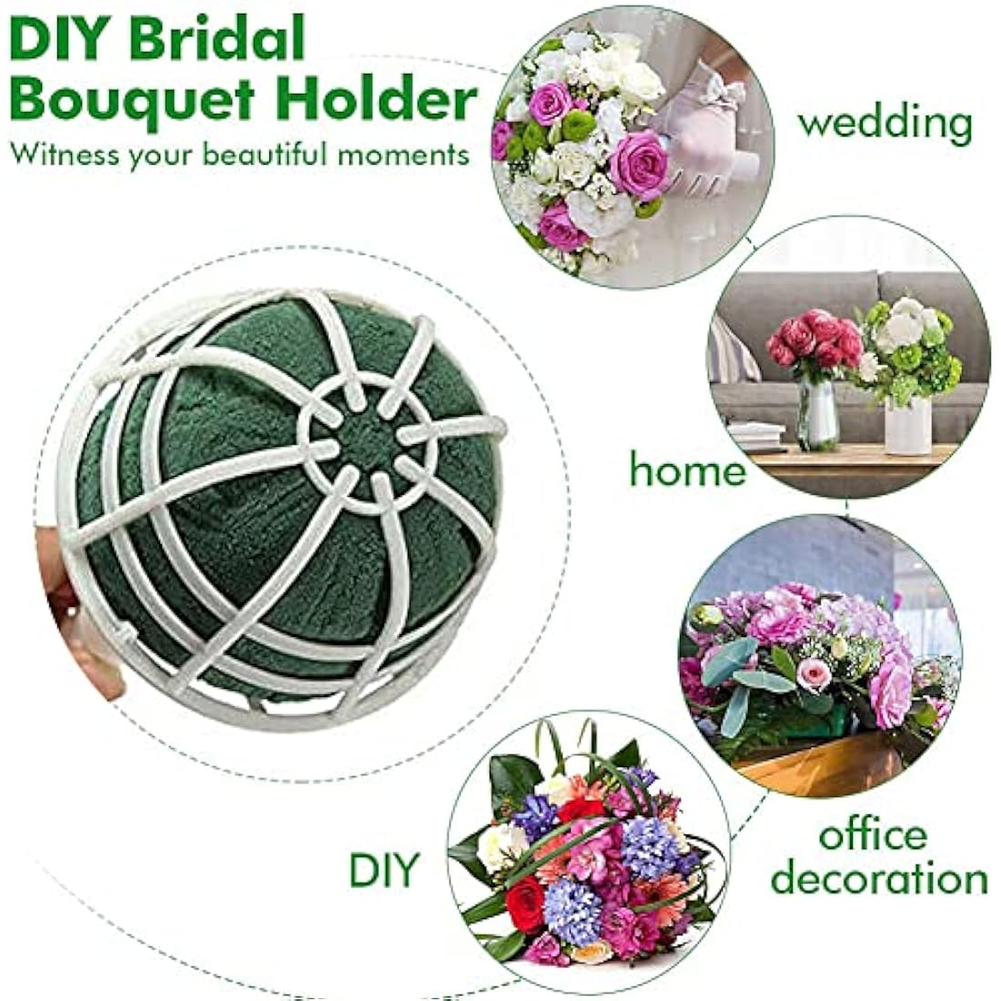 Jolof Store 6 Pack Floral Foam Bouquet Holders for DIY Wedding Flowers