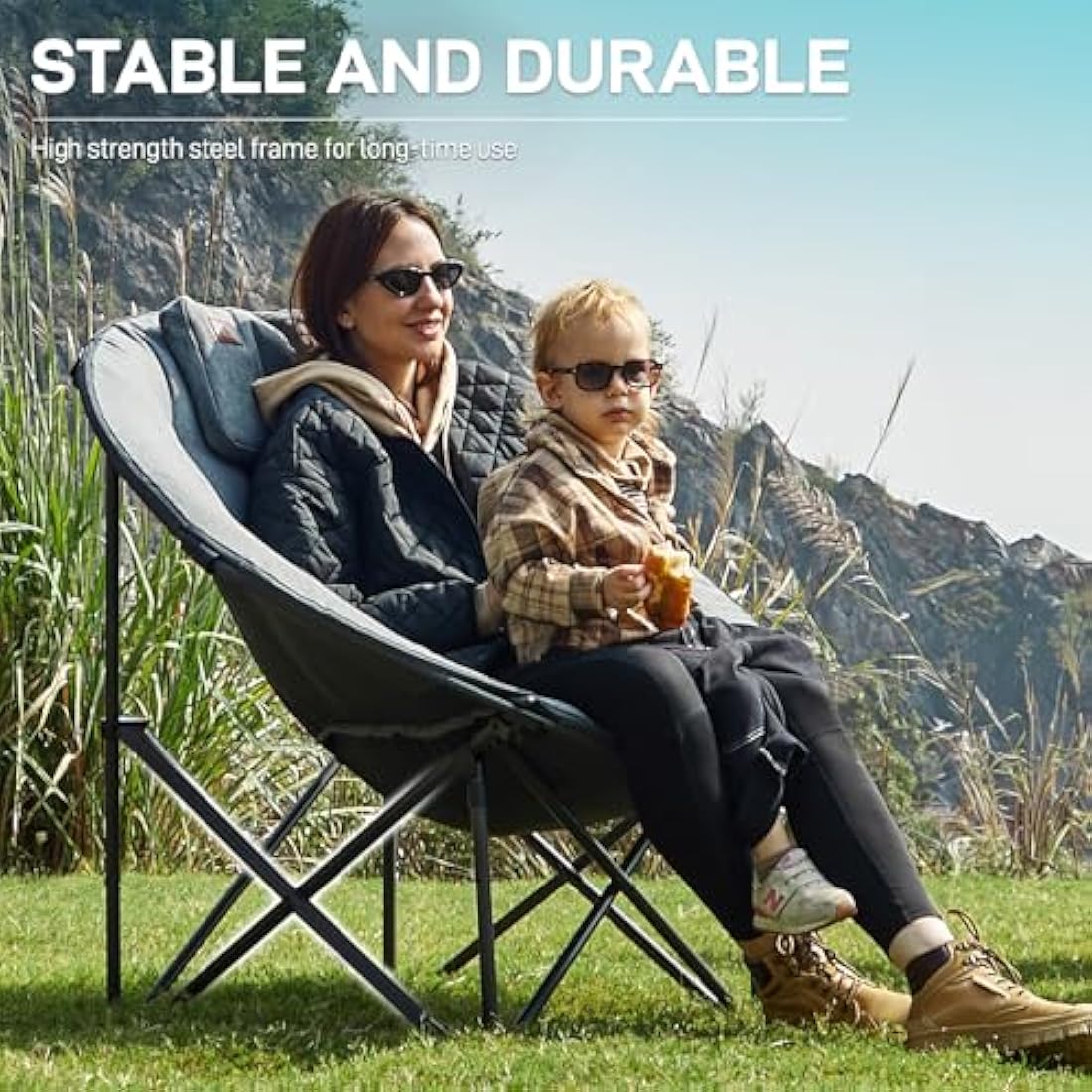 EVER ADVANCED XL Moon Chair – Heavy Duty Padded Folding Camping Chair