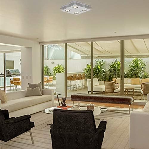 HiBay Modern 4-Way LED Ceiling Spotlight | Chrome Square Flush Light