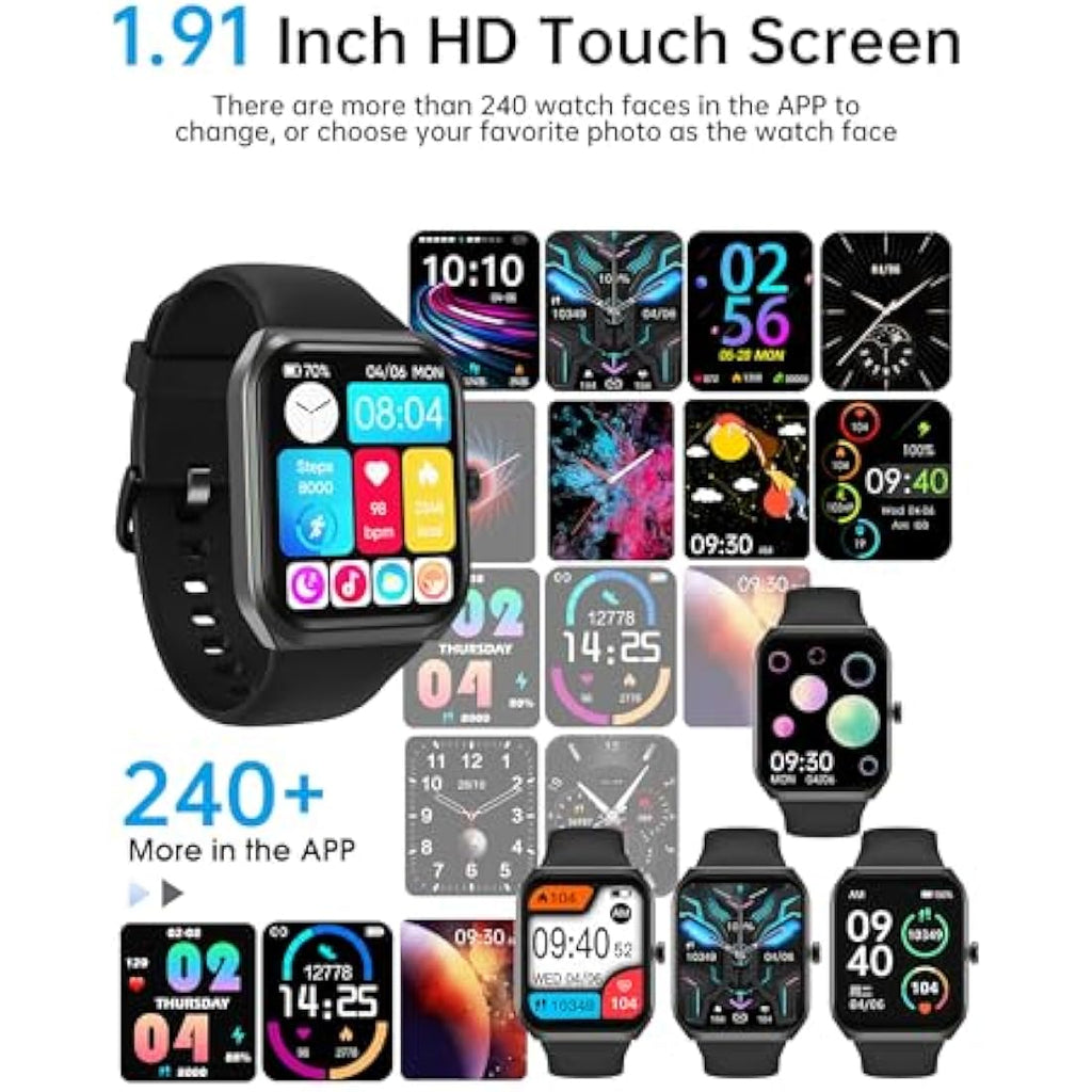 TUYOMA Smart Watch - 1.91" Fitness Tracker with Bluetooth Calling & IP68