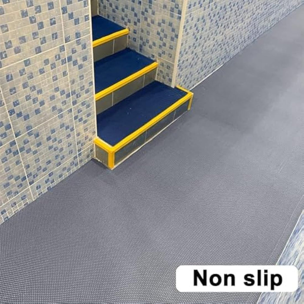 S-Shaped PVC Drainage Mat – 300x90cm Non-Slip Floor Mat, Grey