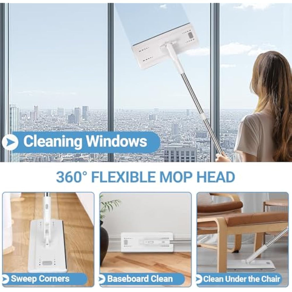 MASTERTOP Hands-Free Flat Mop and Bucket Set with 5 Microfibre Pads