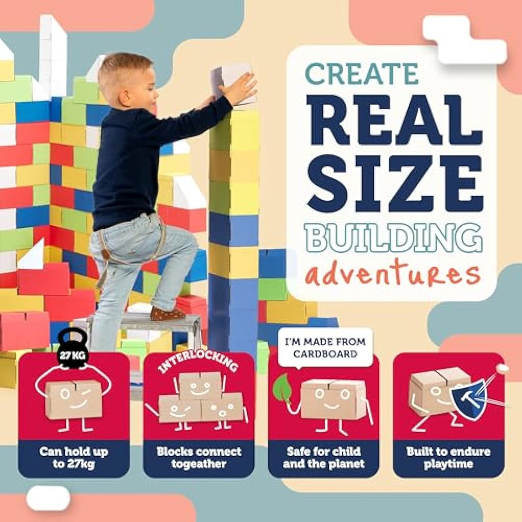 GIGI BLOKS 200 XXL Coloured Cardboard Building Blocks for Kids