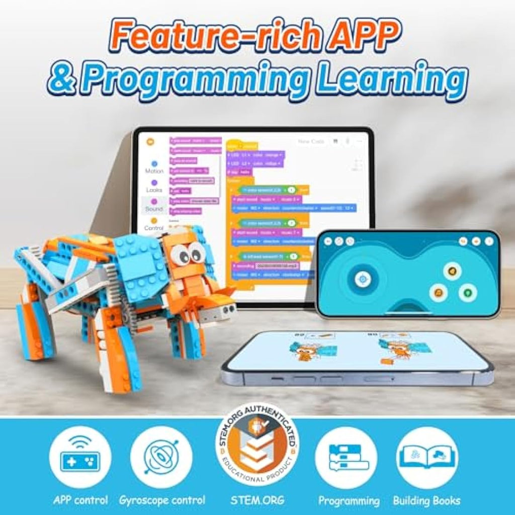 Apitor 10-in-1 STEM Robot Building Kit | Programmable RC Coding Toy (389 PCS)