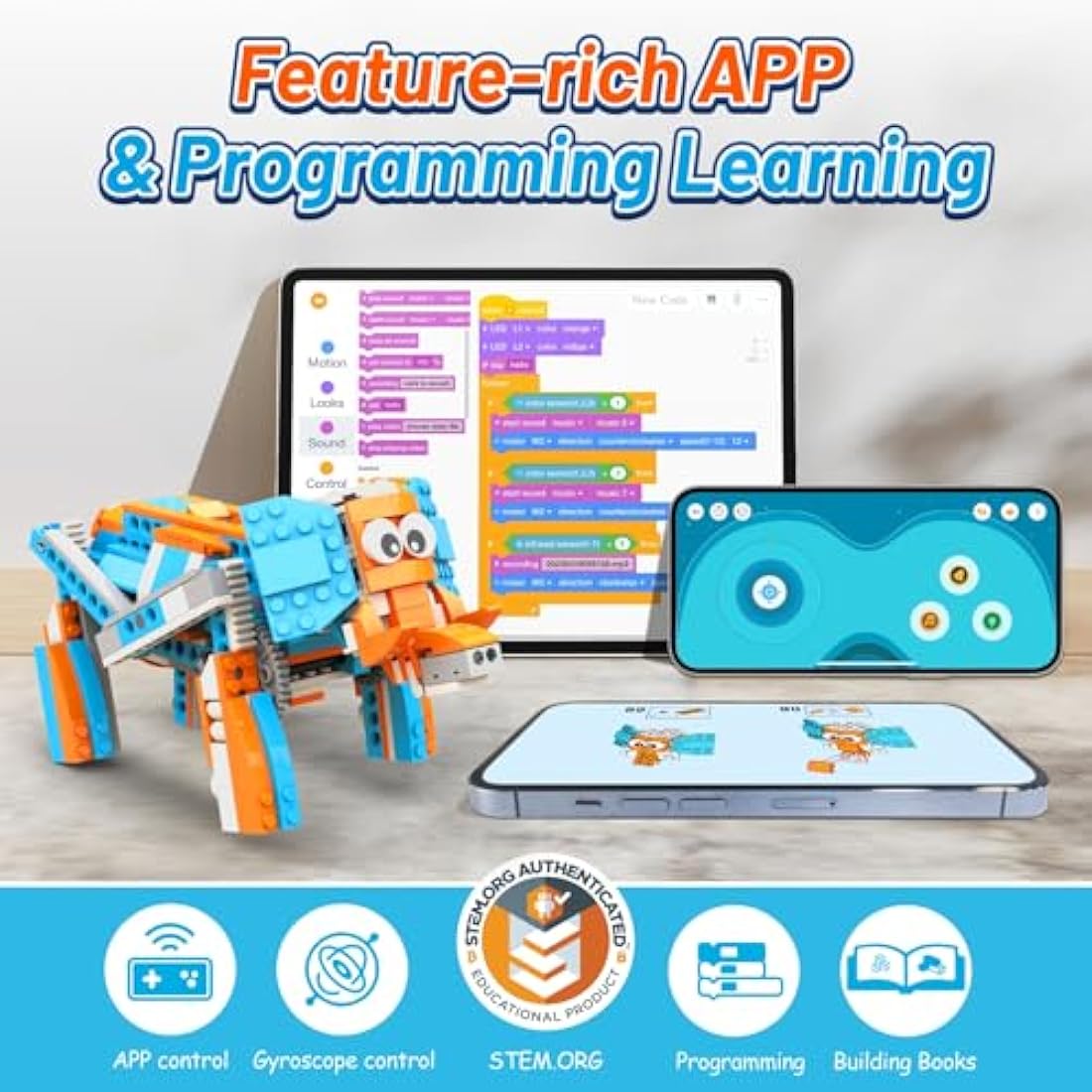 Apitor 10-in-1 STEM Robot Building Kit | Programmable RC Coding Toy (389 PCS)