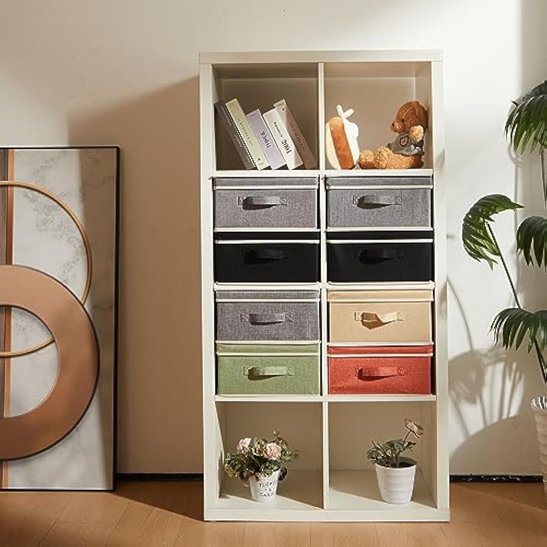 BrilliantJo Foldable Fabric Storage Boxes with Lids - Set of 4 Mixed Colors