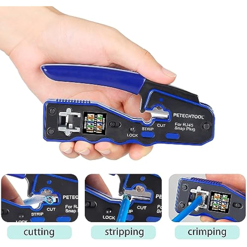 RJ45 Pass Through Crimp Tool Kit for Cat6 Cat5e Cat6a