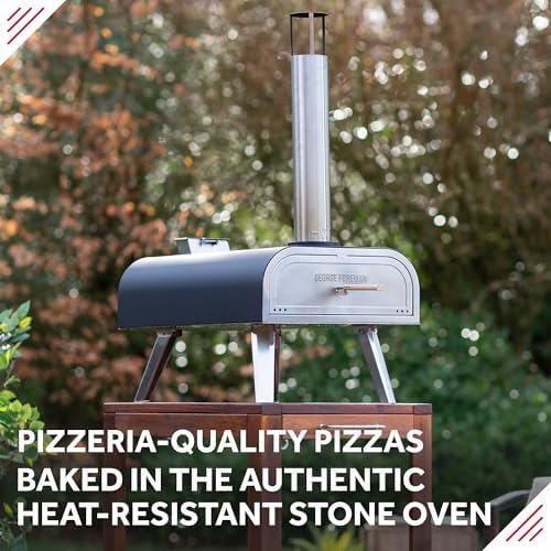 George Foreman 16 Inch Wood Fired Pizza Oven | Portable BBQ Smoker & Bag