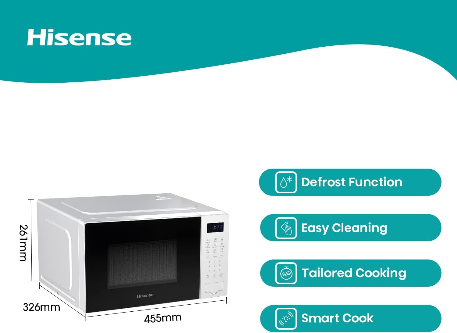 Hisense H20MOWS4UK 20L Solo Digital Microwave Oven - 700W White