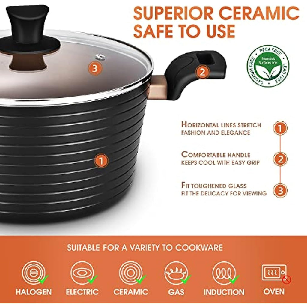 9-Piece Nonstick Cookware Set | Induction Kitchen Pots & Pans